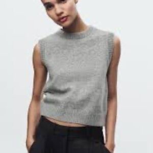 NWT Zara Wool Blend Crew Neck Sweater Vest - Large